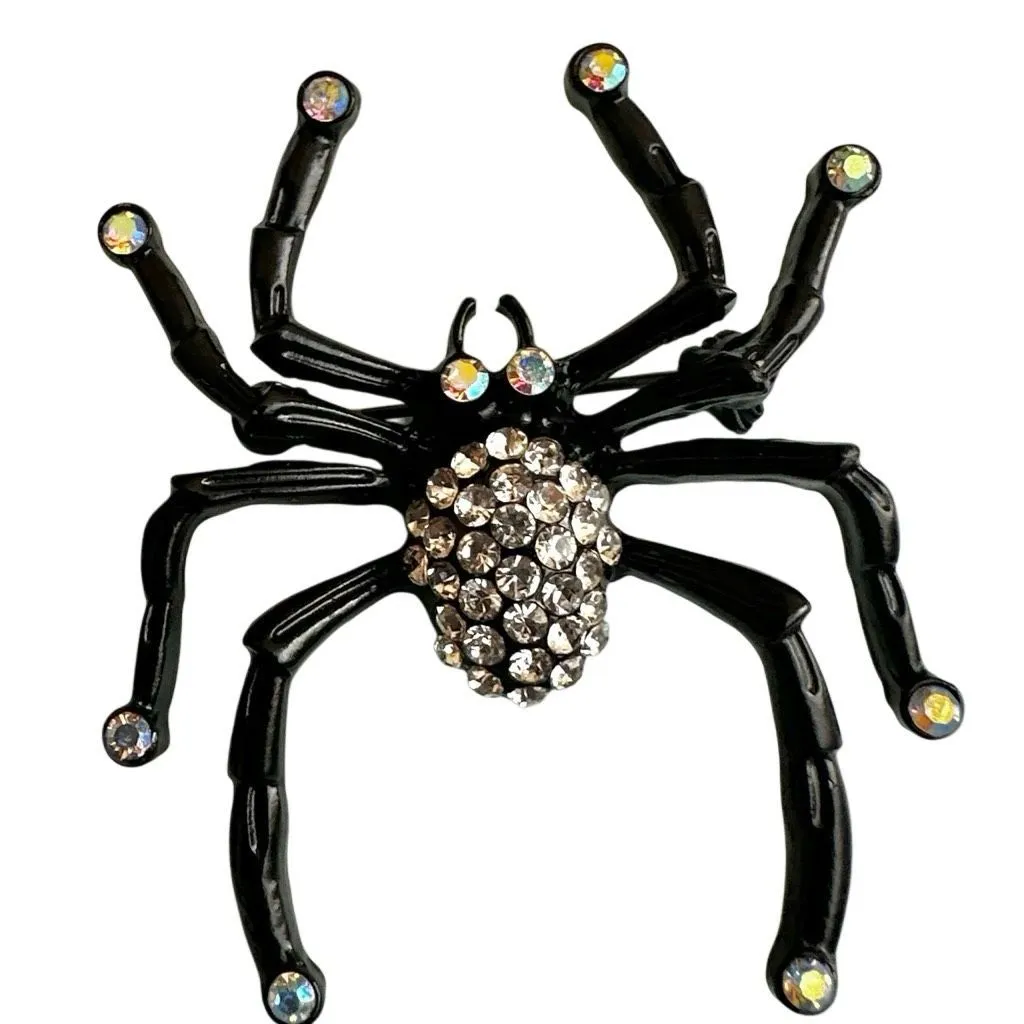 Black Rhinestone Spider Brooch - Image 5