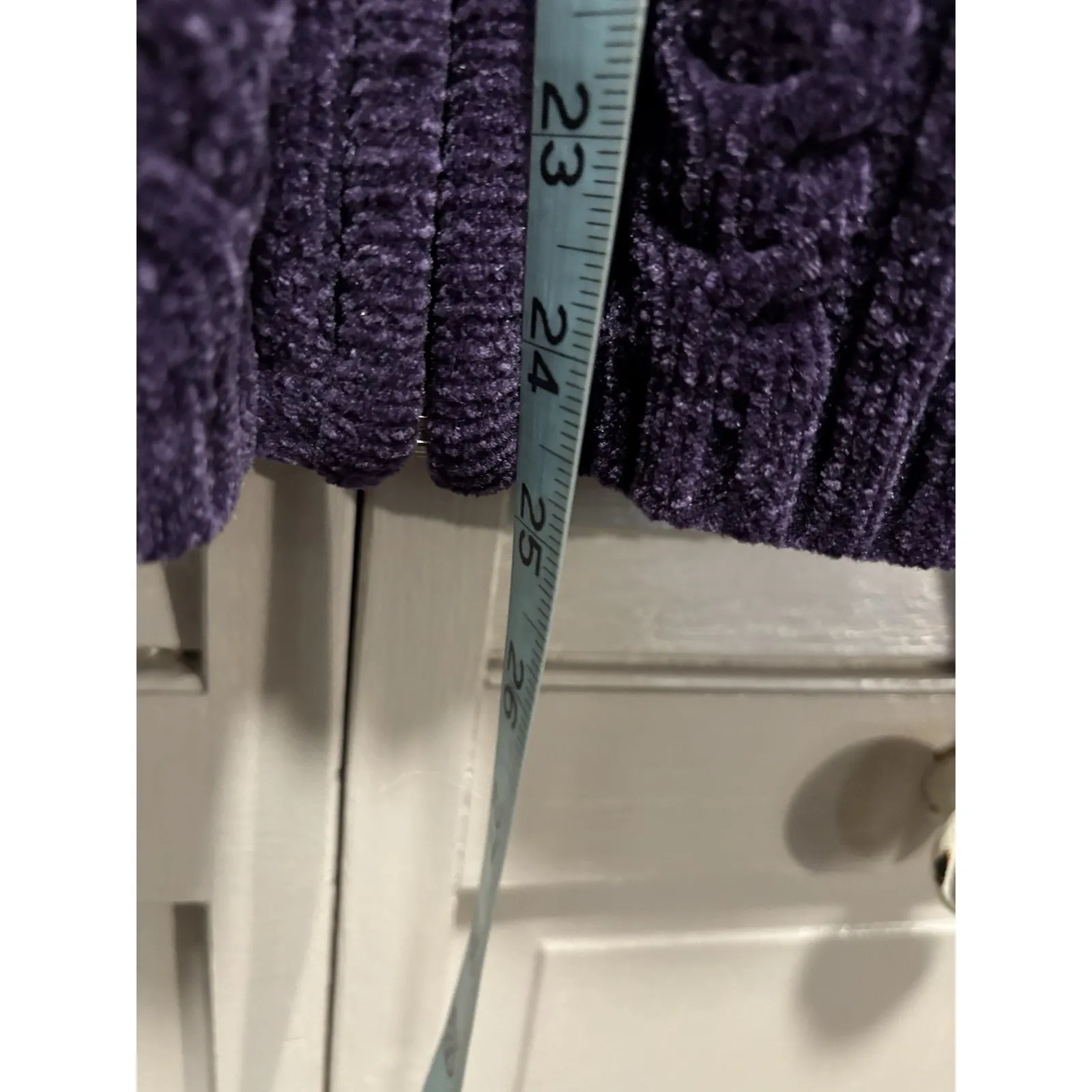 Carolyn Taylor Chenille Purple Zip Up Long Sleeve Sweater Size PL Collar Soft - Image 3