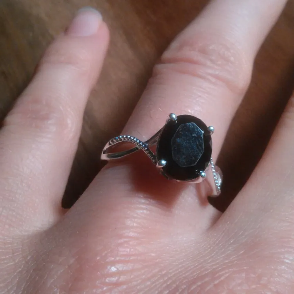 Thai Black Spinel Infinity Sterling Silver Shank Ring (Size 7) - Image 9