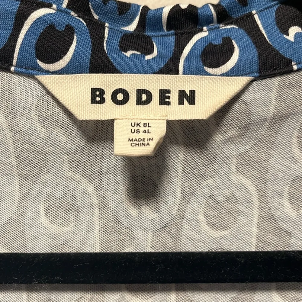 BODEN Laura Jersey Midi Shirt Dress, Blue, Geo Chain, Size 4L Blue - Image 6