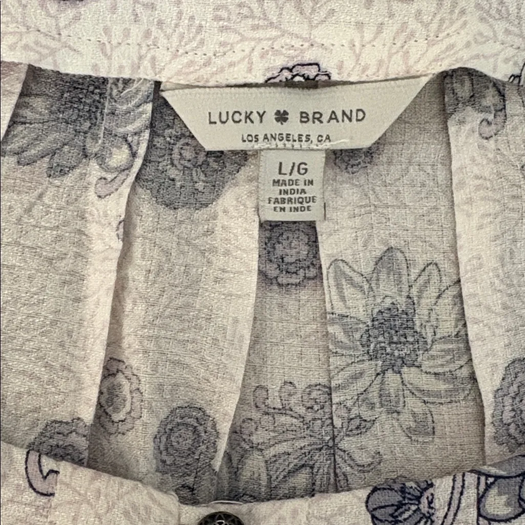 NWT Lucky Brand Floral Long Sleeve Peasant Blouse Top Size Large - Image 3
