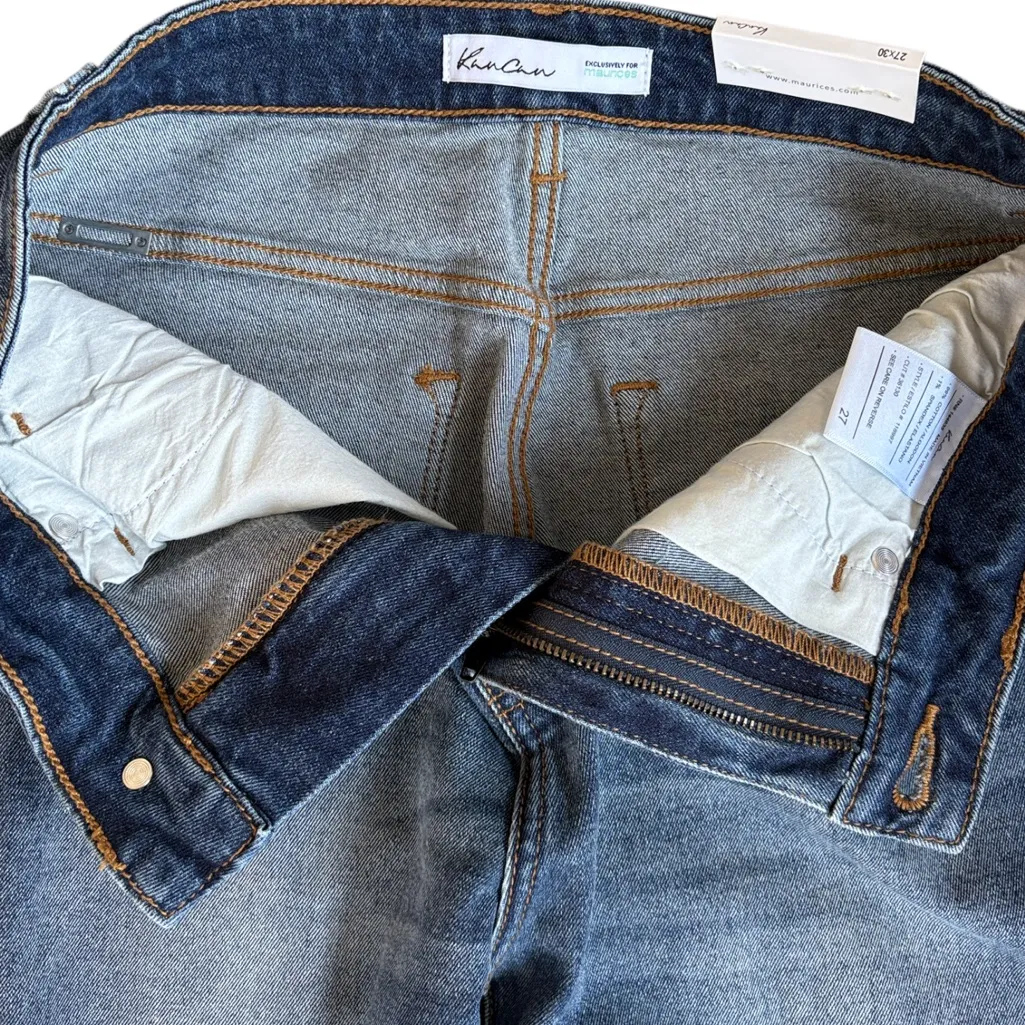 NWT KanCan Super High Rise Destructed Mom Jeans Size 27 Blue - Image 7