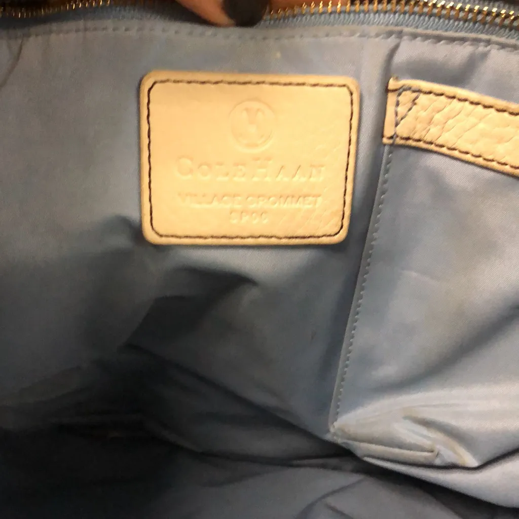 Cole Haan cream ivory Village Grommet hobo‎ shoulder bag 14” x 12” - Image 7