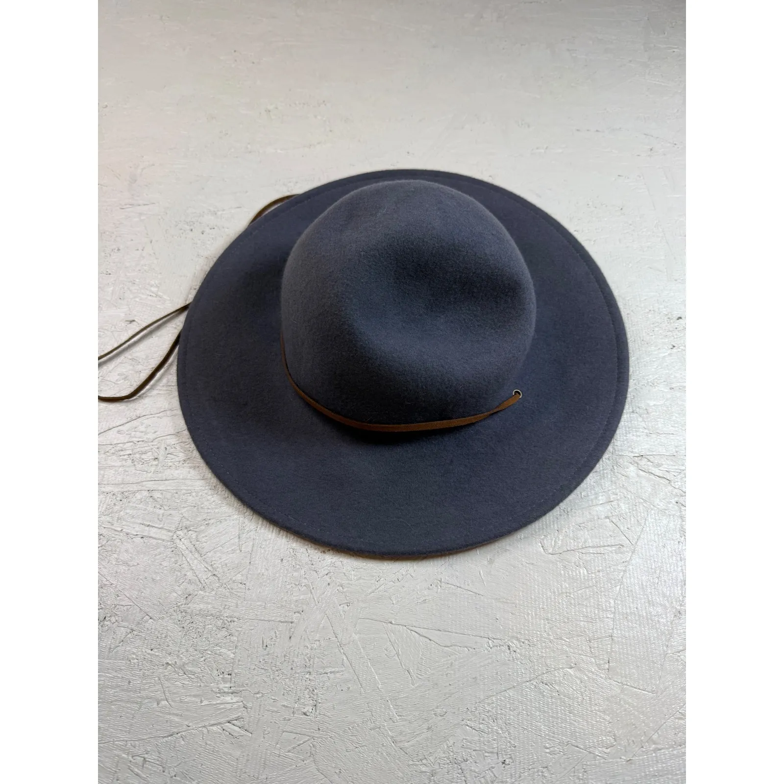 ONeill 100 Wool Dark Gray Fedora Hat with Leather‎ Strap and Drawstring - Image 2