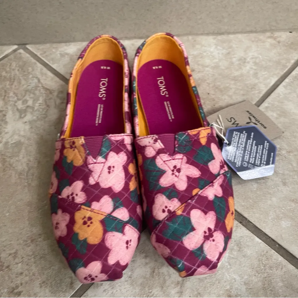 toms‎ nwt alpargata slip on shoes floral comfort net NWB size 6.5 colorful - Image 8