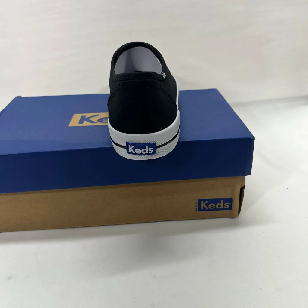 KEDS KICKSTART CANVAS SNEAKERS W/BLACK/WHITE LACES WOMENS 9M BLACK NEW IN BOX - Image 4