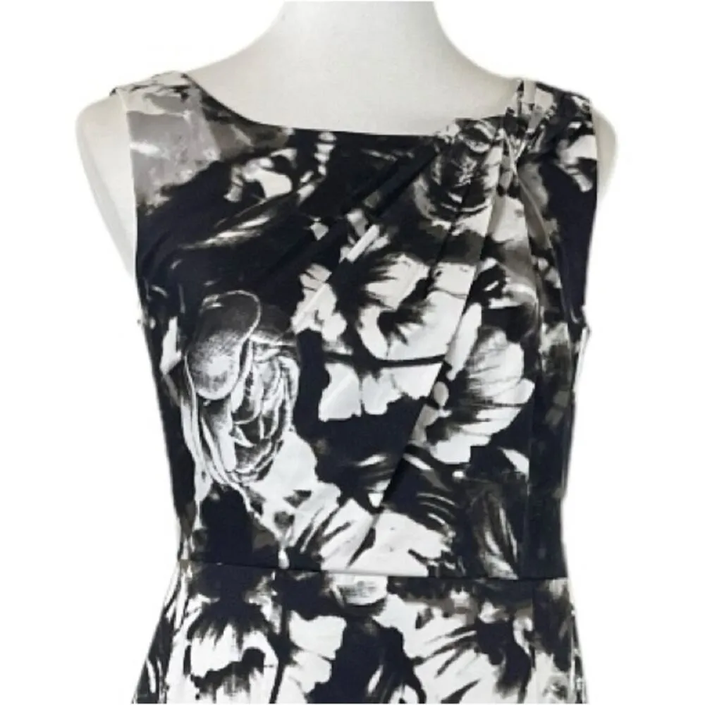 Ann Taylor Sheath Dress Sleeveless Black Cream Abstract Floral Women’s Size 6 - Image 7