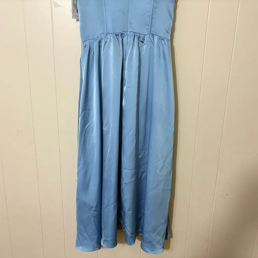 Petal & Pup Verena Satin Midi Dress Blue Plunge Neck Size S NWT - Image 11