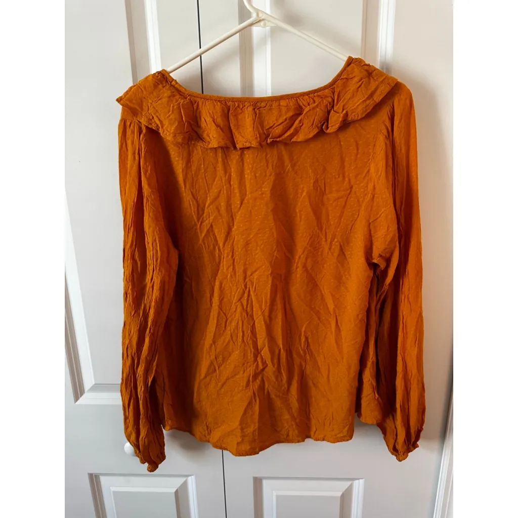 AVA & VIV Orange Ruffle Blouse Plus Size XL - Image 2