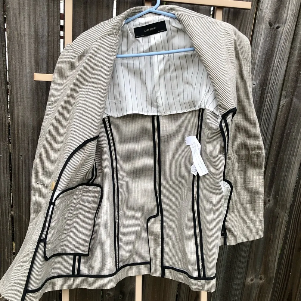 ZARA stripe blazer double breasted detail button blazer S - Image 4