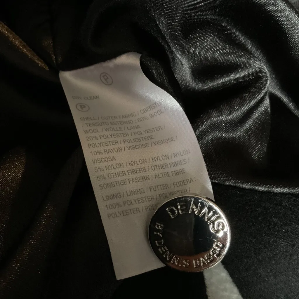 Dennis Basso Button Front Wool Coat with Side Slits Black Sz20W bust45 - Image 4