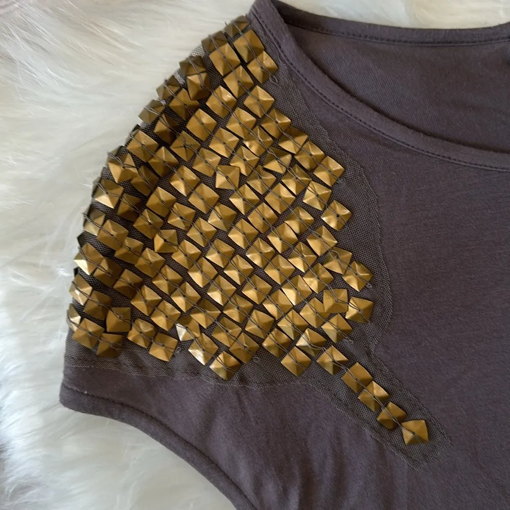 Brown Jersey Dress with Gold Accents Size XL - Image 2