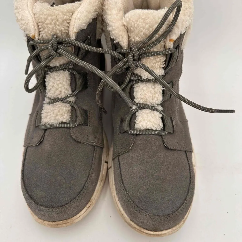 SOREL Explorer II Next Carnival Gray Suede Shearling Ankle Boots Size 10 - Image 4