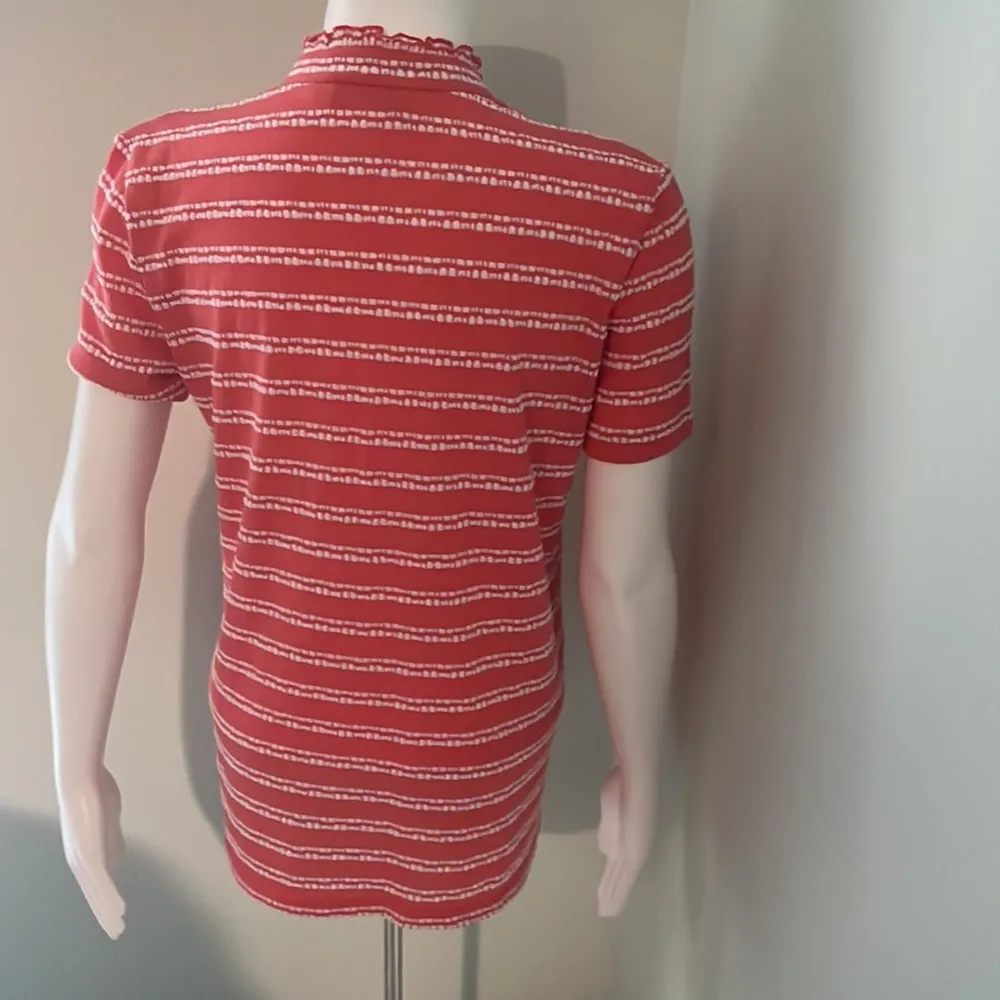 TORY BURCH coral and white stripe tee medium - Image 5