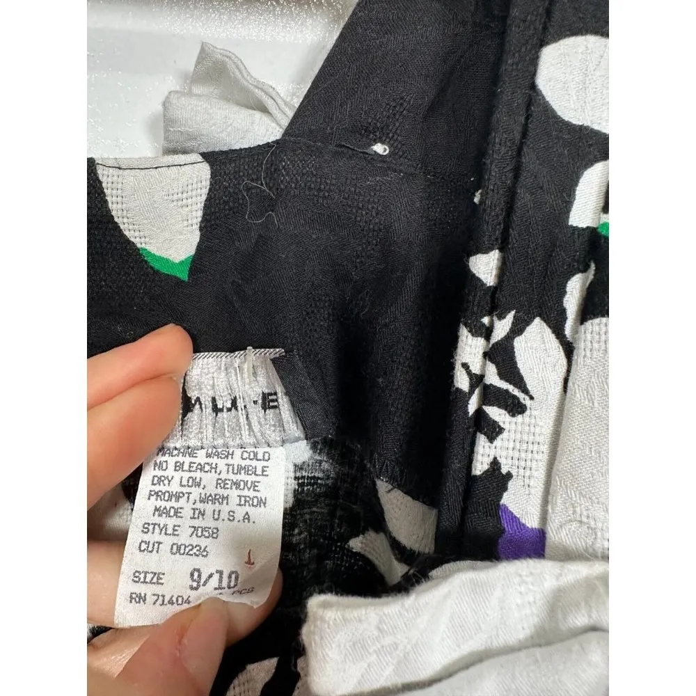 Vintage David Mitchell Women 9/10 Dress Floral Black White Tea Dress Cottagecore Size undefined - Image 8