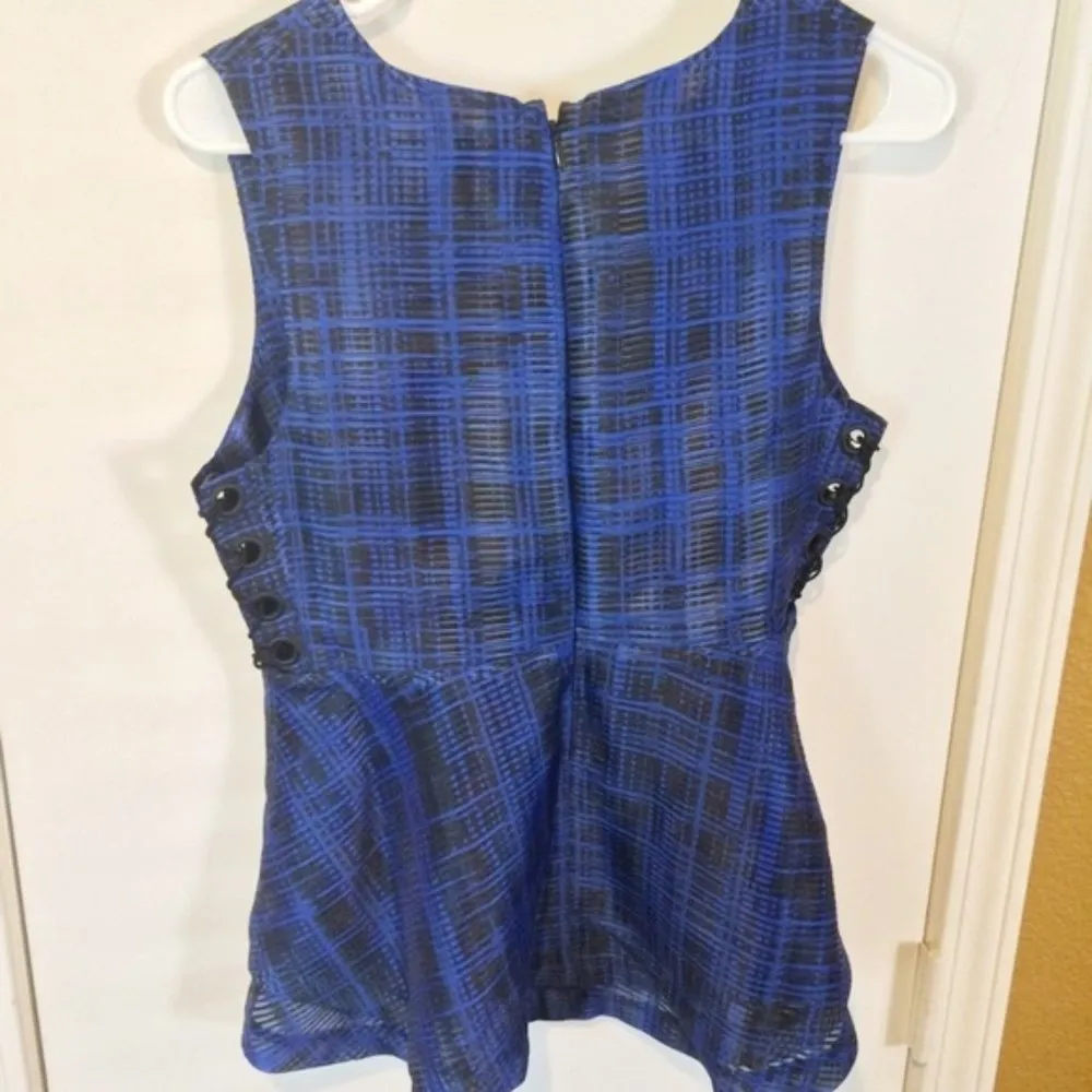 Kendall & Kylie women's XS tie lace peplum deep v-neck satin tank top blouse - Image 7