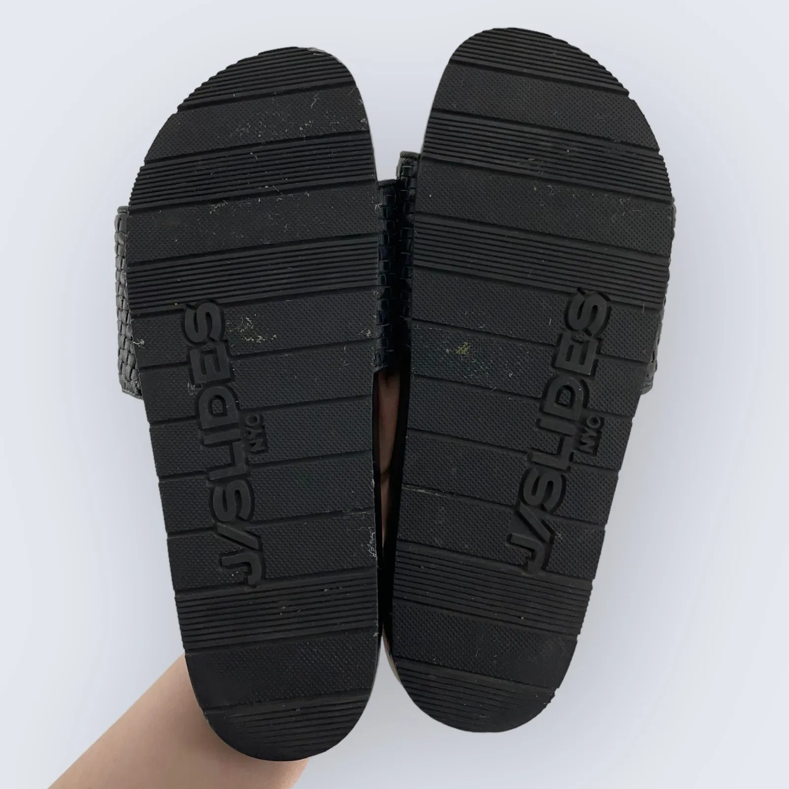 J/Slides Naomie Black Woven Leather Contoured Arch Support Slide Sandal 8 - Image 7