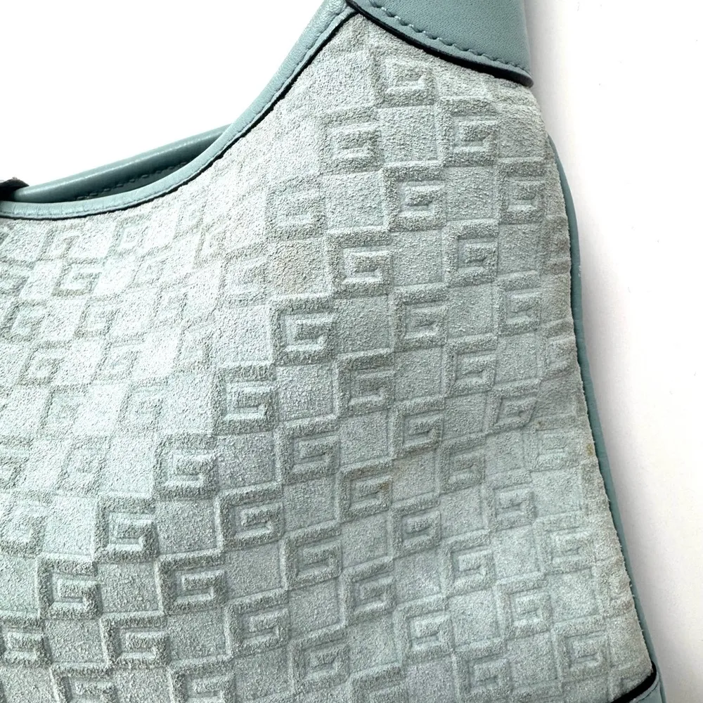 Gucci Vintage Jackie Hobo – Baby Blue Embossed Suede Shoulder Bag - Image 3