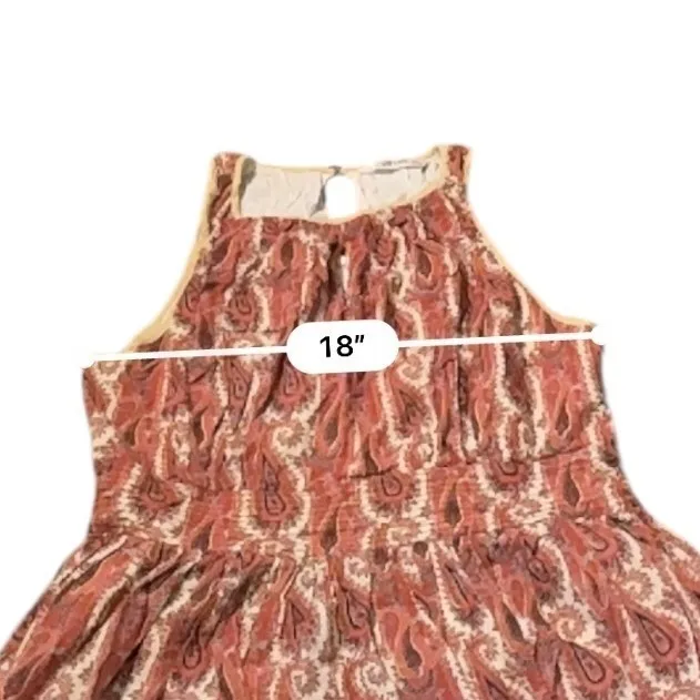 eShakti Paisley Maxi Dress Size 2X 20W Sleeveless Red Boho Smocked Waist - Image 9