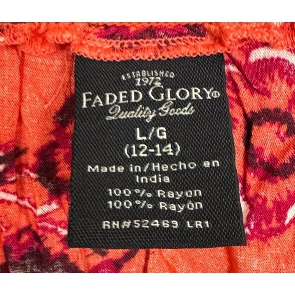 Faded Glory Since 1972 Women's Blouse Color Orange Print Size XL Sku 2448 - Image 7