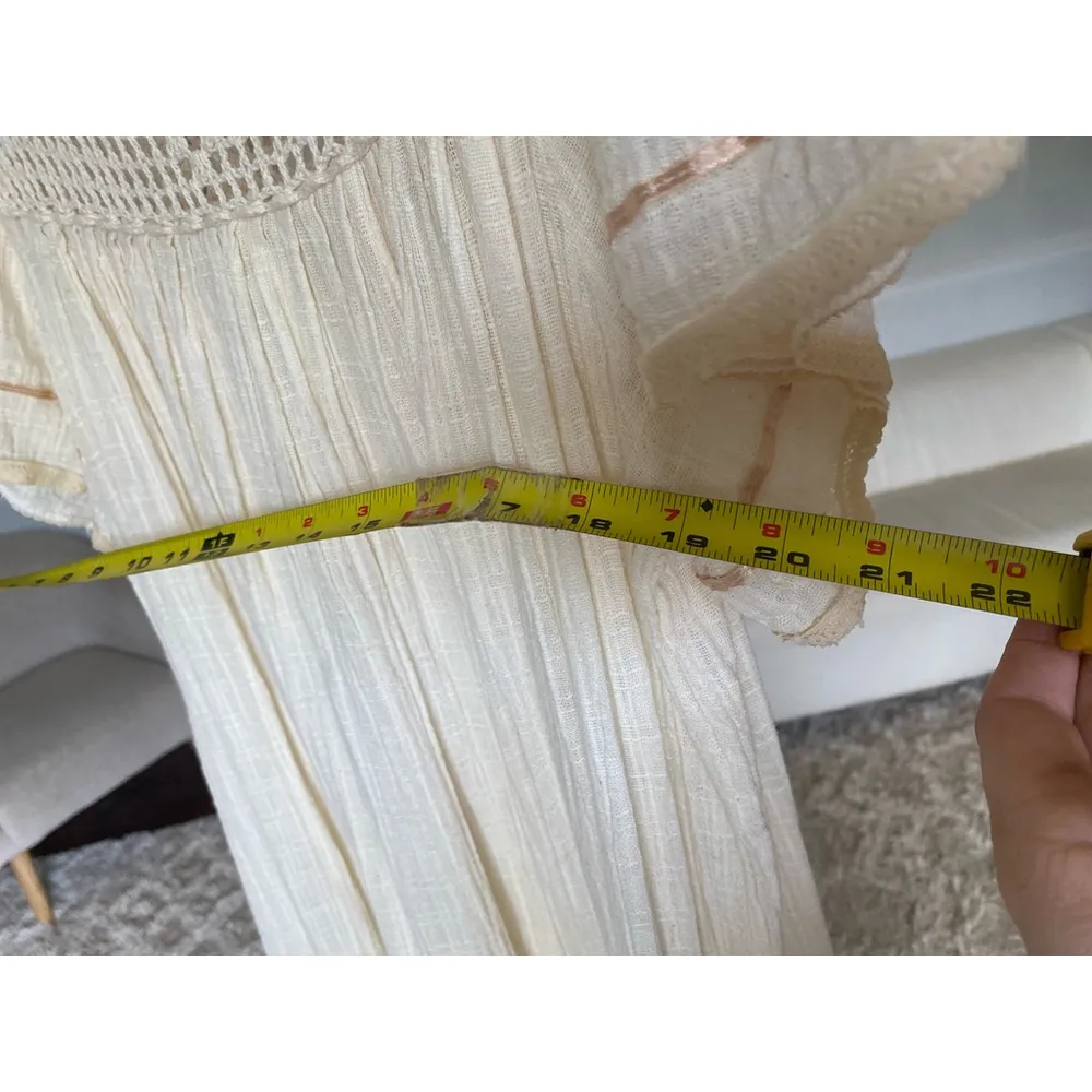 Vintage Cream Crochet Gauze Dress Cottagecore Prairie Boho Dream Summer Spring - Image 8