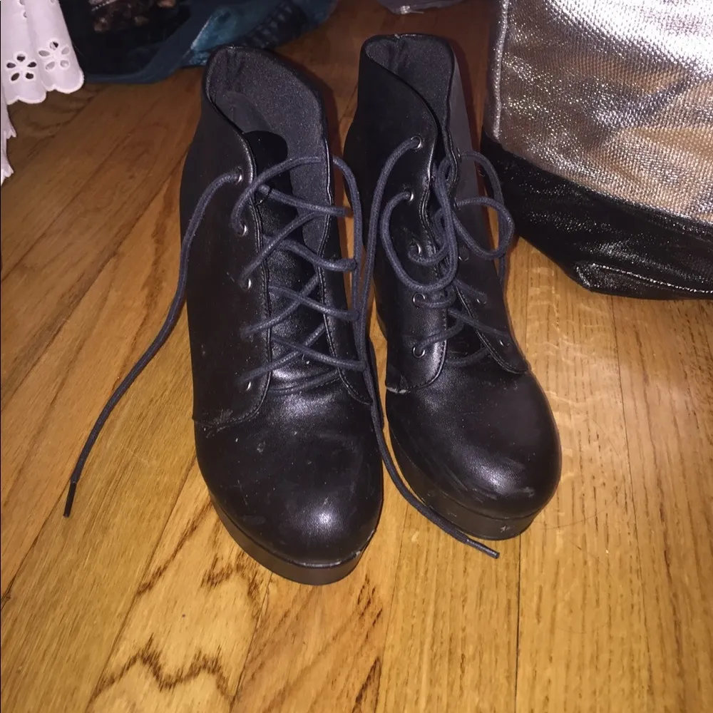 Black leather booties - Image 5