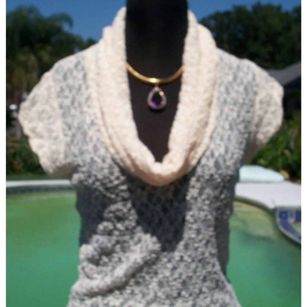 Cache CREAM Stretch Lace Pucker Body Hugging Top New Tunic Dress Neck $98 NWT - Image 6