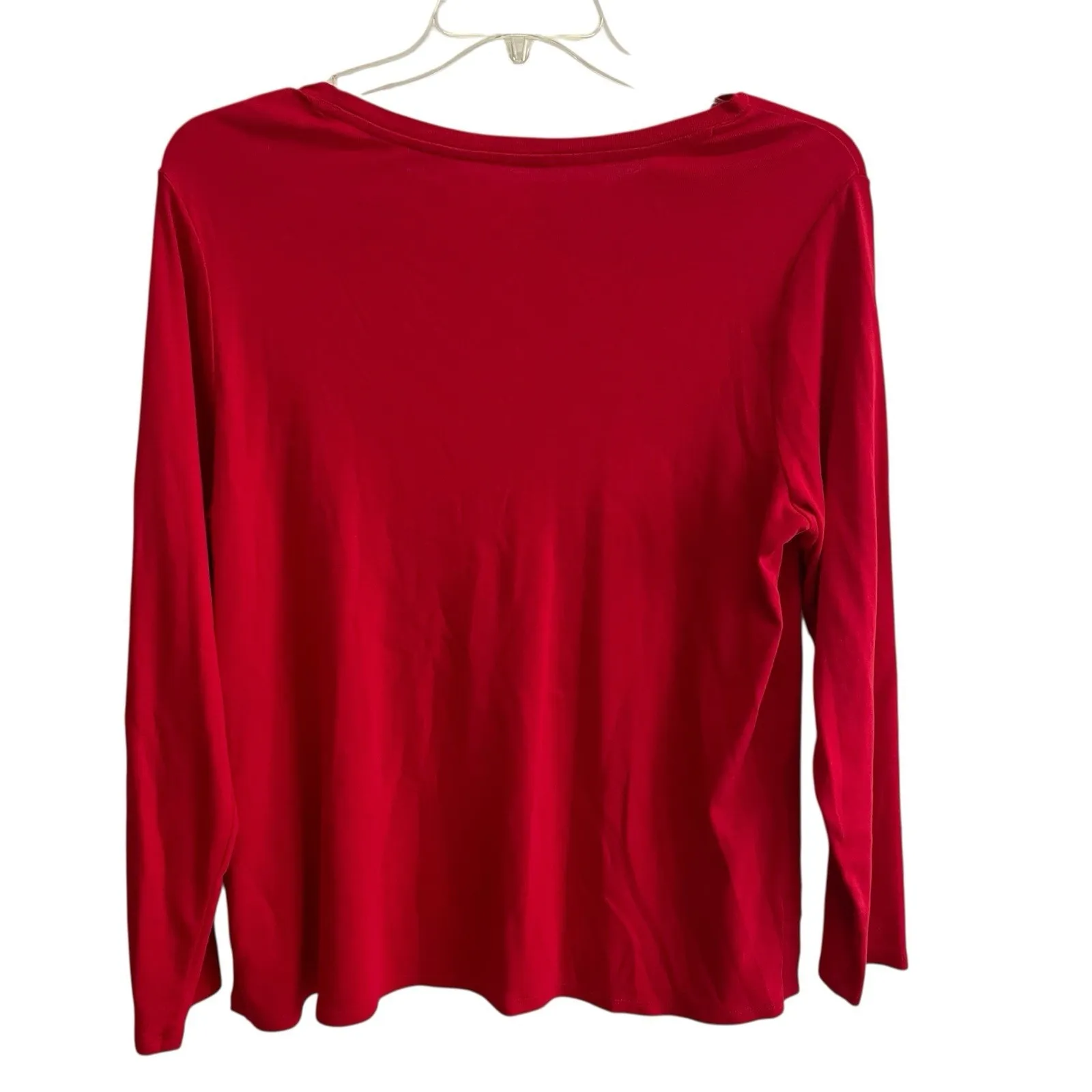 J.Jill Red Pima Cotton Long Sleeve Crewneck Tee Women's Size XL Soft - Image 6