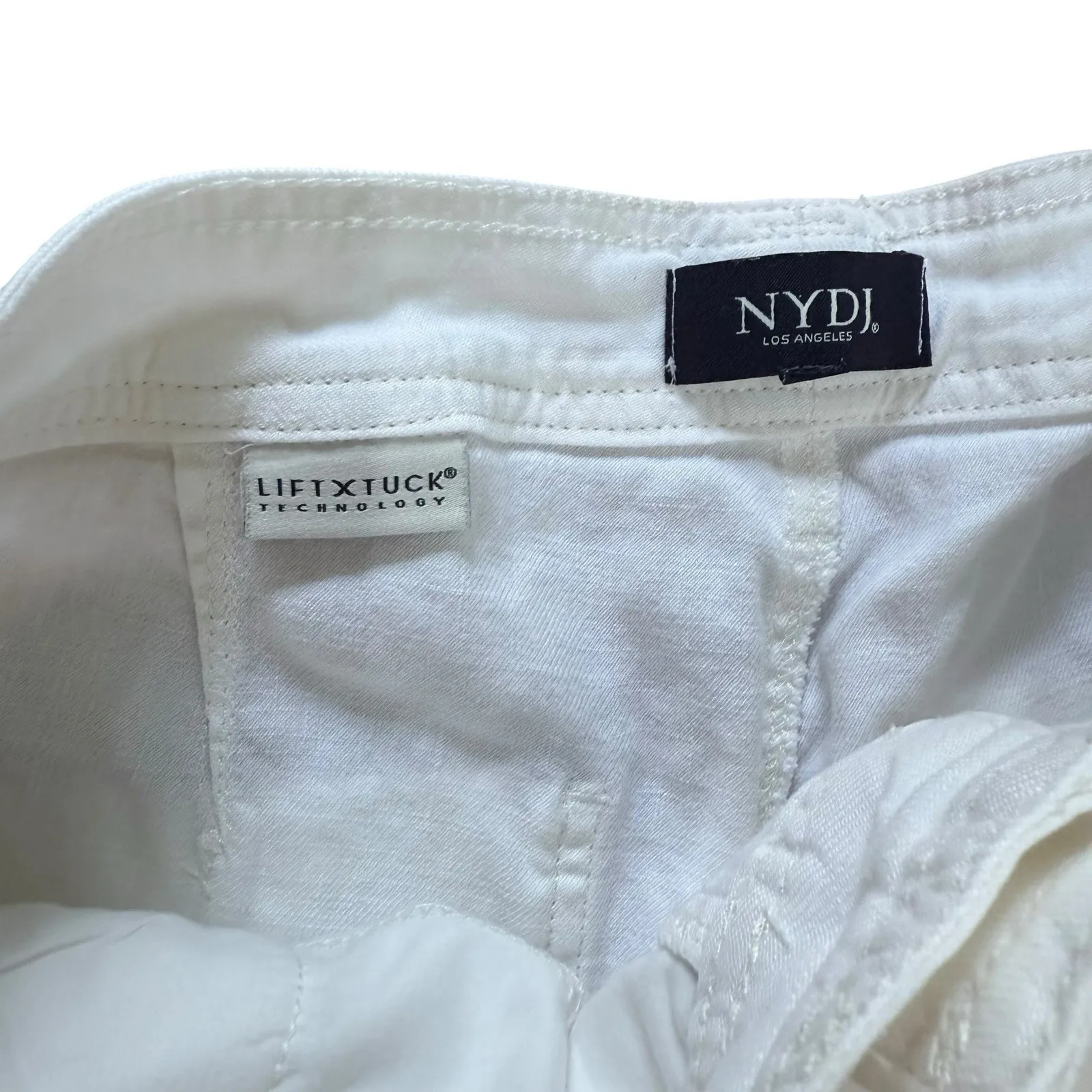 NYDJ LiftxTuck Technology Linen‎ Blend Optic White Pants Size 8 - Image 3