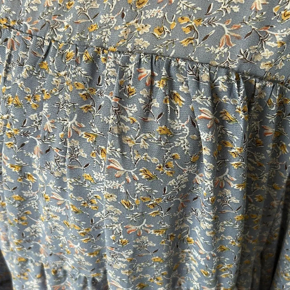 Jodifl Boho cottage tiered floral babydoll long balloon sleeve blouse Top L​​​ - Image 5