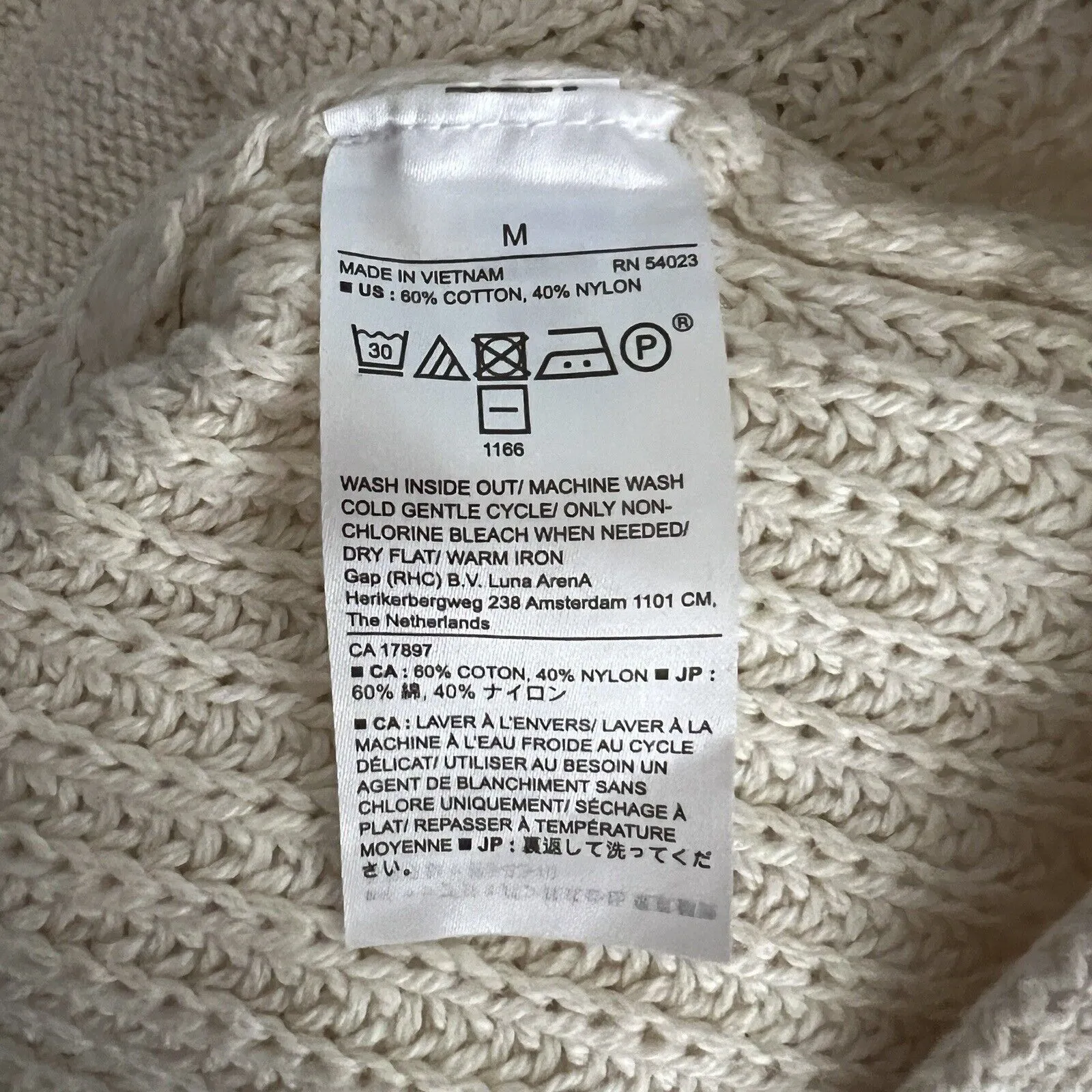 Banana Republic Sweater Womens Medium Beige Cable Knit Fisherman Neutral Minimal - Image 7