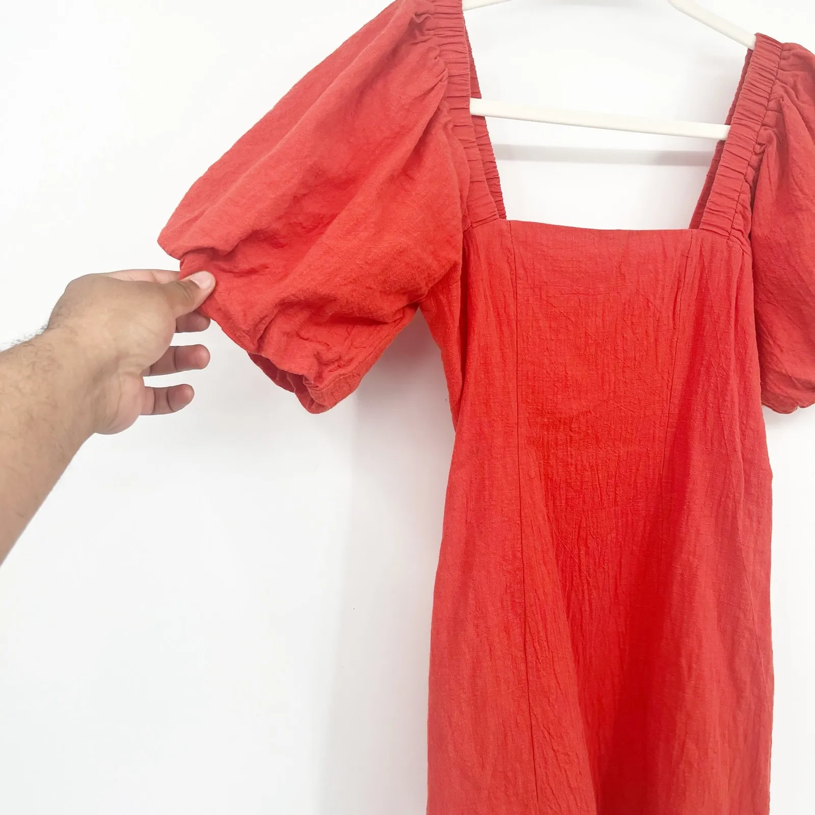 SNDYS Revolve Womens Gauzy Cotton Tuscany Beachy Lagenlook‎ Mini Dress Size S Orange - Image 6