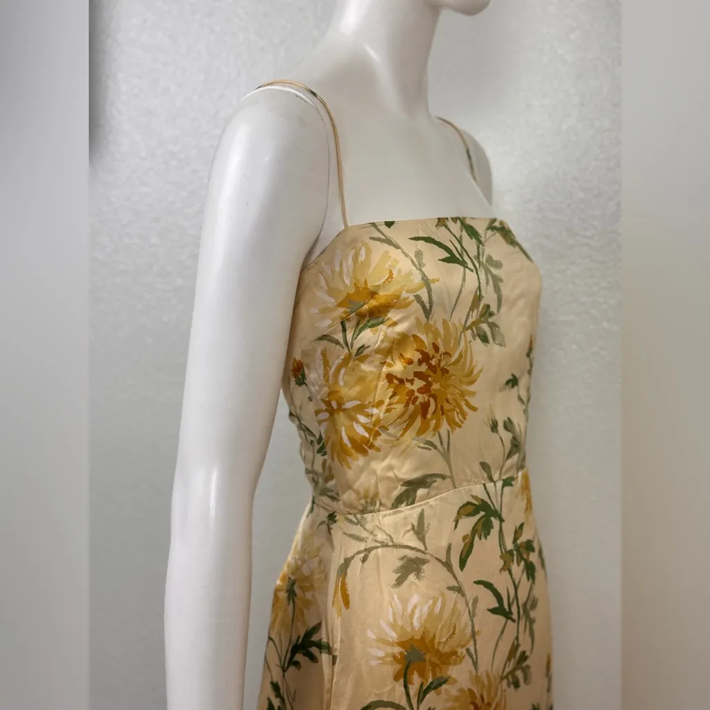 Reformation Yellow and Green Floral Dress Size 6 - Image 4
