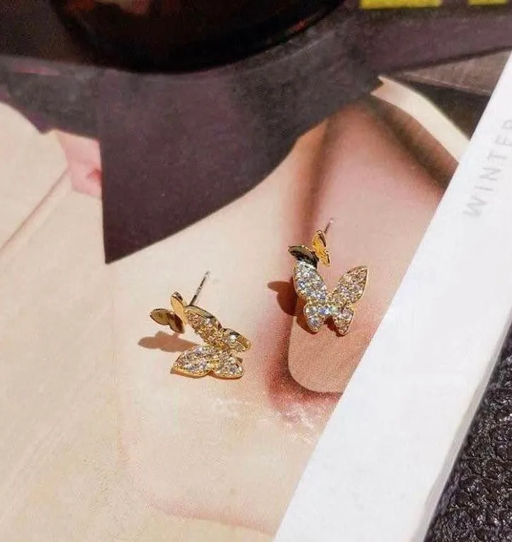 Women's Cute Mini Gold Butterfly Stud Earrings - Image 3