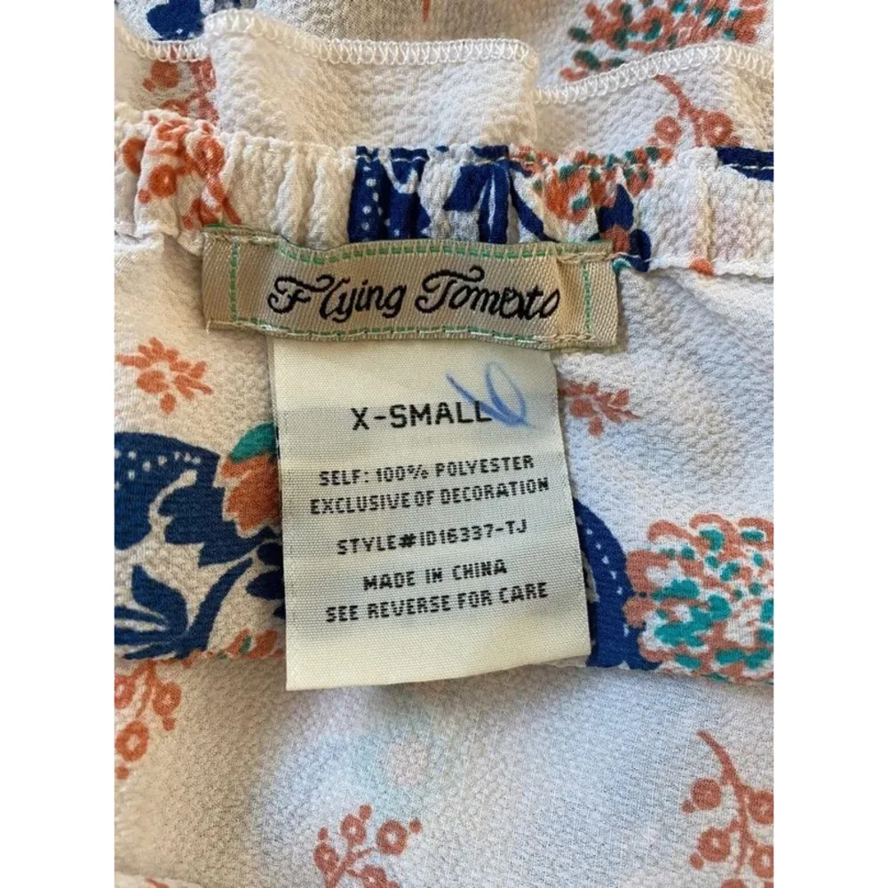 Womens Flying Tomato White Blue Orange Floral Off-Shoulder Romper Size XS - Image 6