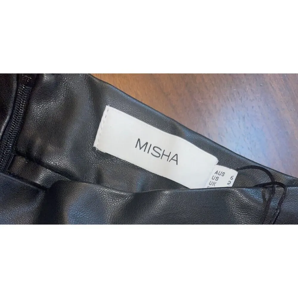 MISHA Aubrey Faux Leather Pants in Black 2 New Womens Vegan Trousers - Image 9