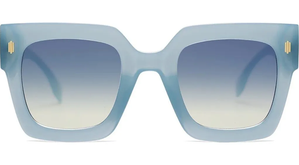 Women's Milky Blue Frame/Blue Lens Vintage Oversized Square Sunglasses - Image 1
