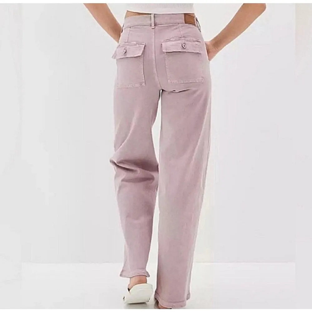 American Eagle Wide Leg Baggy Relaxed Fit Skater Utility Jeans Mauve Womens 6 - Image 7