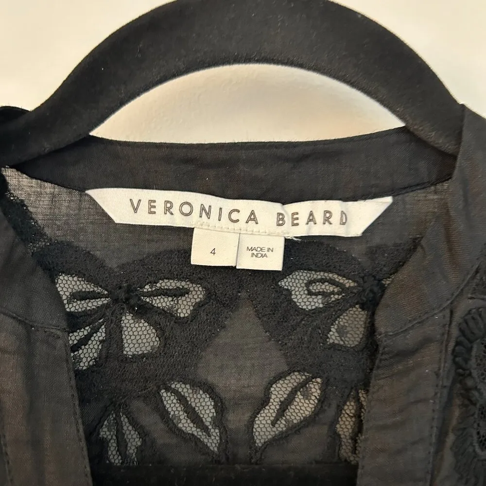 Veronica Beard Trina Embroidered Midi Dress in Black Size 4 - Image 5