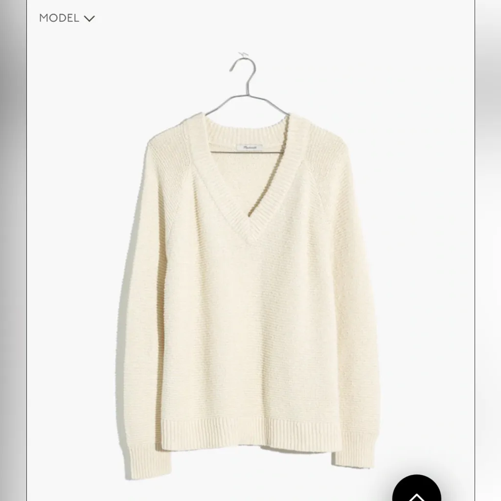 New With Tags Madewell Arden V-Neck Crop Pullover Sz M - Image 4