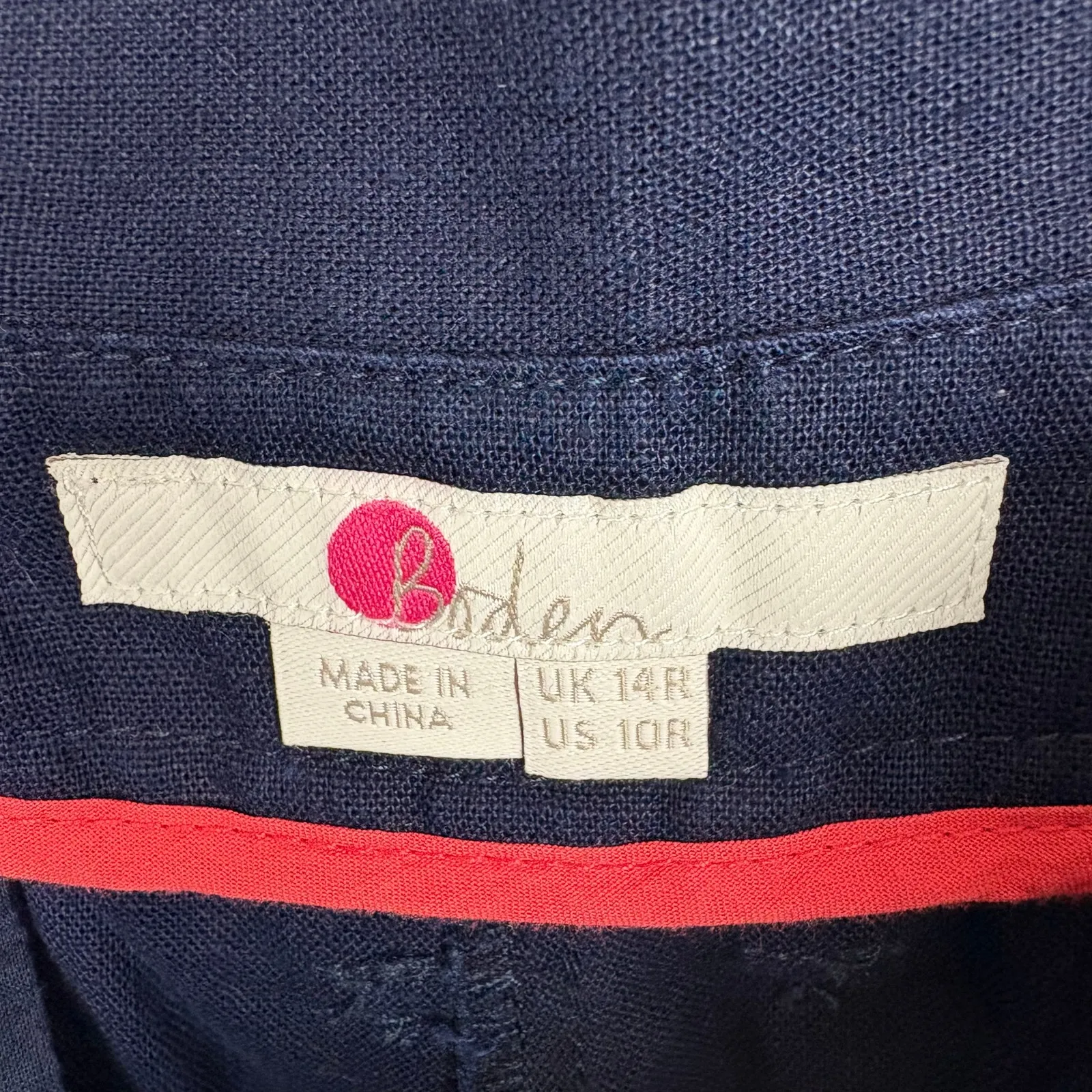 Boden St. Ives High Rise Paperbag Waist Linen Blend Trouser Pants Belt Blue 10R Size 10 - Image 4