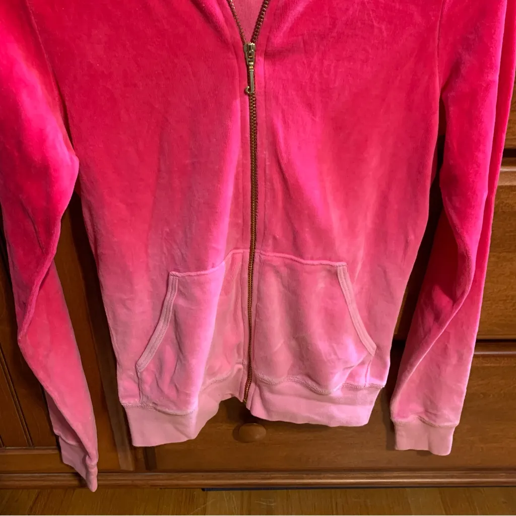 Juicy Couture Oak Gela  Parfait Amour Long Sleeve Pink Ombré Terry Hoodie Jacket - Image 4