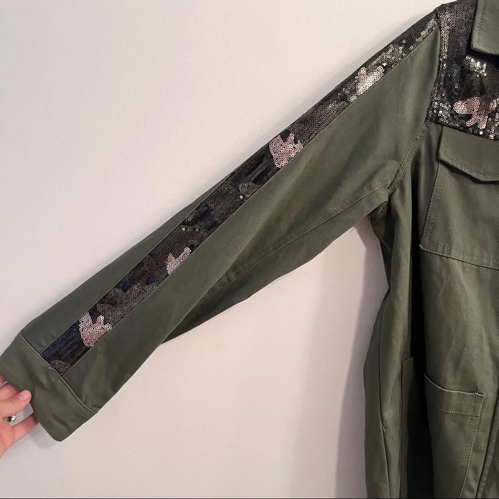 Madden NYC Olive Green with Sequin Trim Utility jacket - Medium - Image 10