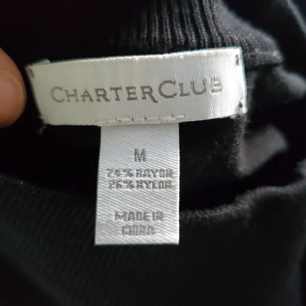Charter Club Black Turtleneck Sleeveless Lightweight Sweater Top M - Image 5