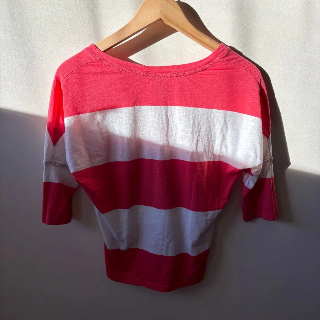 Aeropostale Coral and White Striped Tee - Image 6