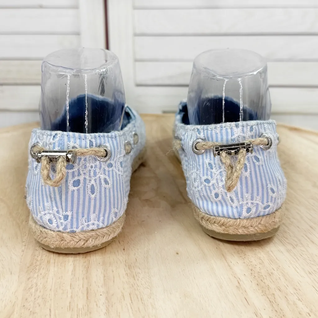 Nautica Rudder Striped Eyelet Espadrille Slip On Flats Blue White 7.5 - Image 6
