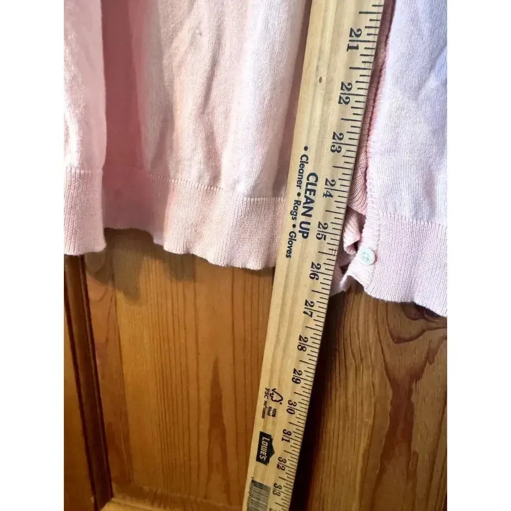 Lauren Ralph Lauren 2X Pink 100% Cotten ruffle trim cardigan preppy classic - Image 7