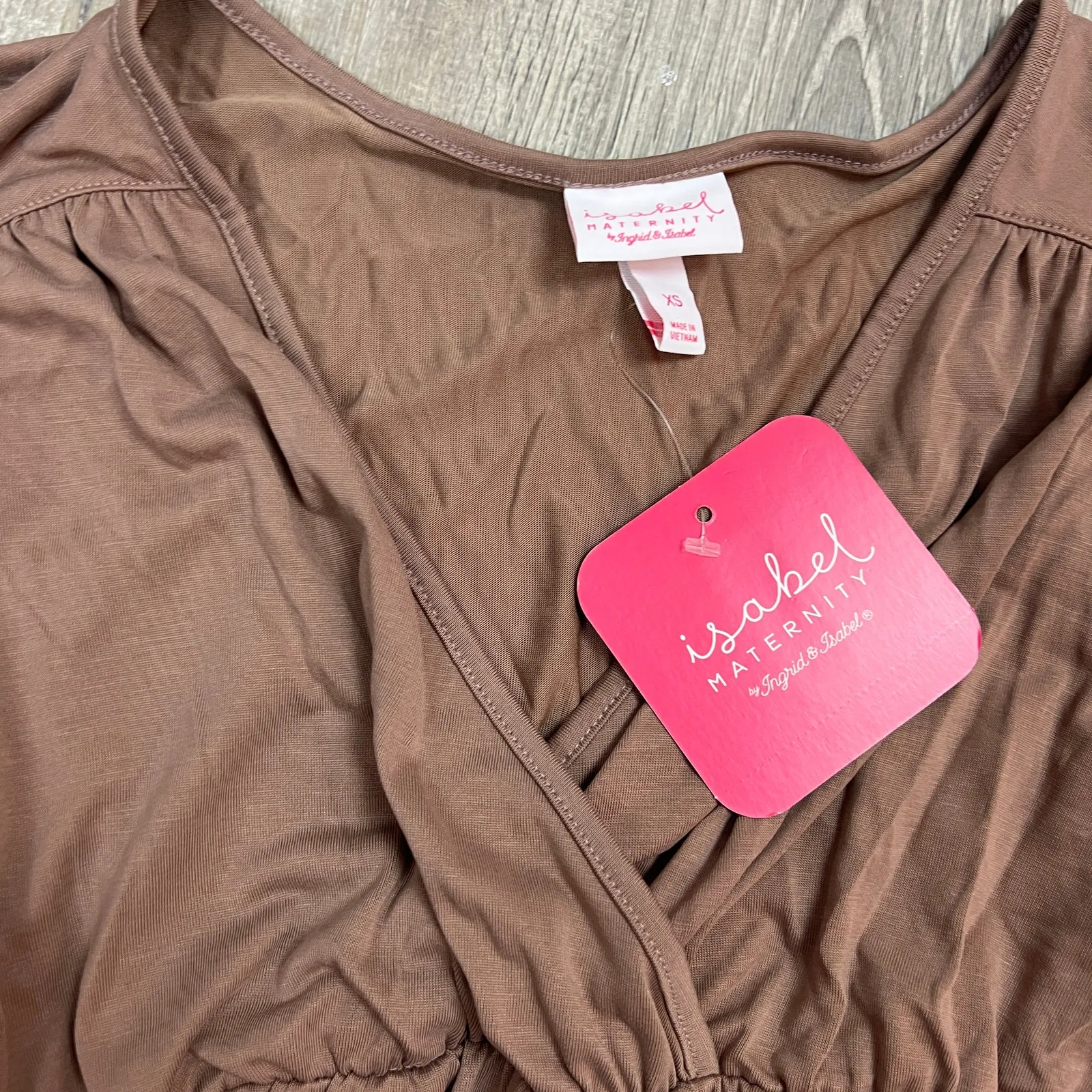 Isabel Maternity Brown Flutter Short Sleeve Modal Knit Top - Size XS - NWT - Image 5