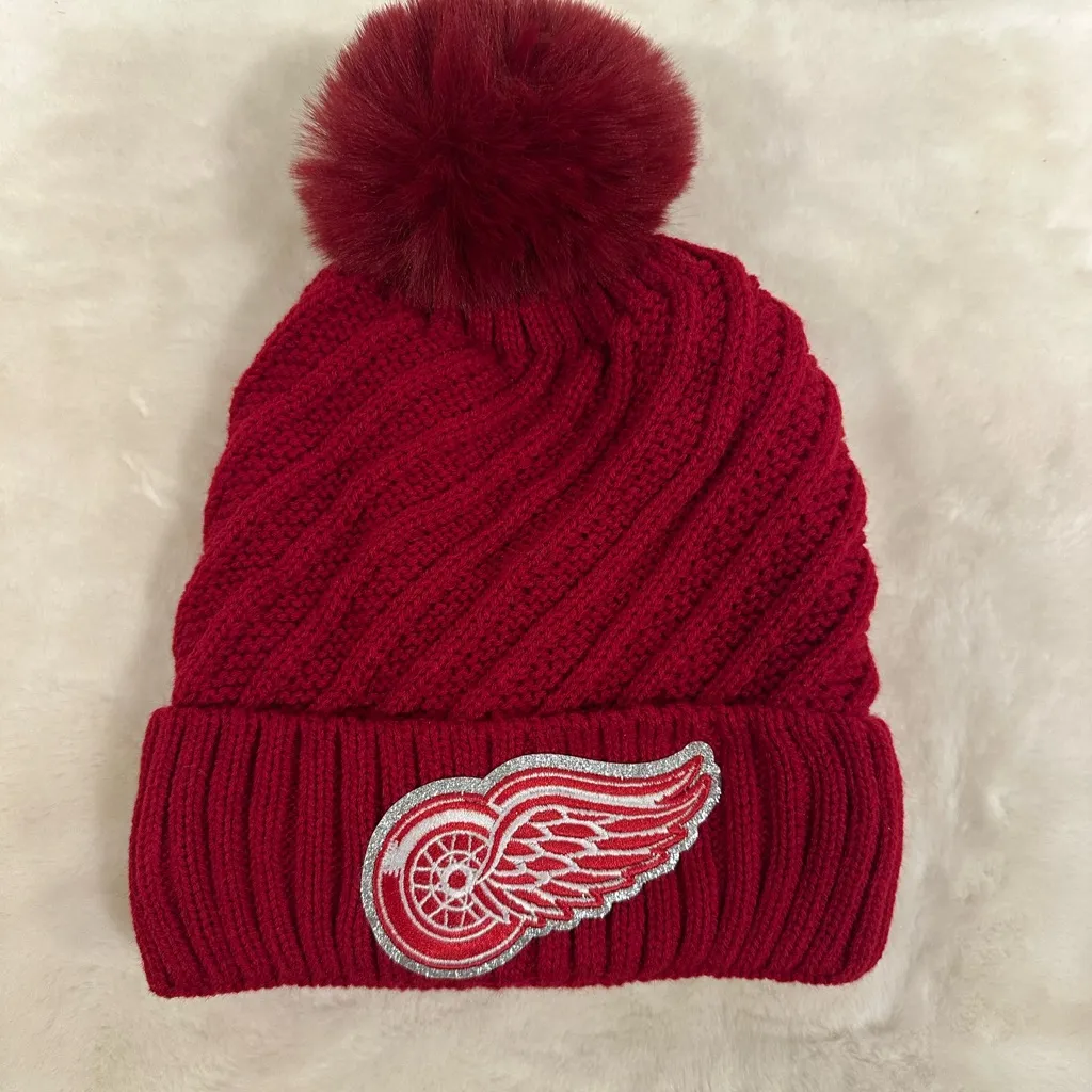 Detroit Redwings glitter logo Red Pom - Image 6