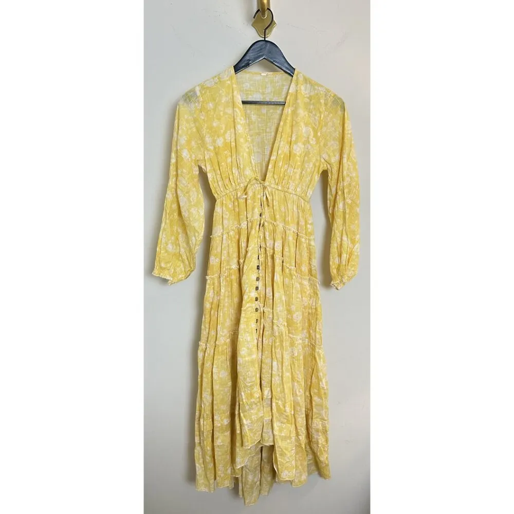 FREE PEOPLE Pappiet Midi Dress in Sunshine Combo Size X-Small - Image 5